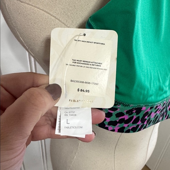 NEW Fabletics Pink and Green Cheetah Trinity High Impact Sports Bra size L - Picture 7 of 7
